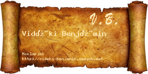 Vidéki Benjámin névjegykártya