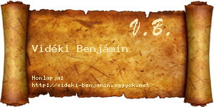 Vidéki Benjámin névjegykártya